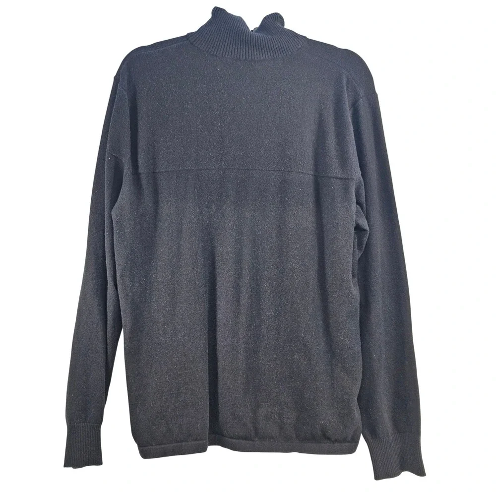 The North Face Mens XL Black Cotton‎ Wool Blend Quarter Zip Mock Neck Sweater